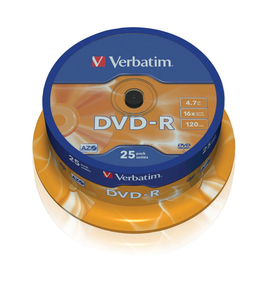 DVD-R Verbatim 4,7 GB 16x cake 25 ks, 43522